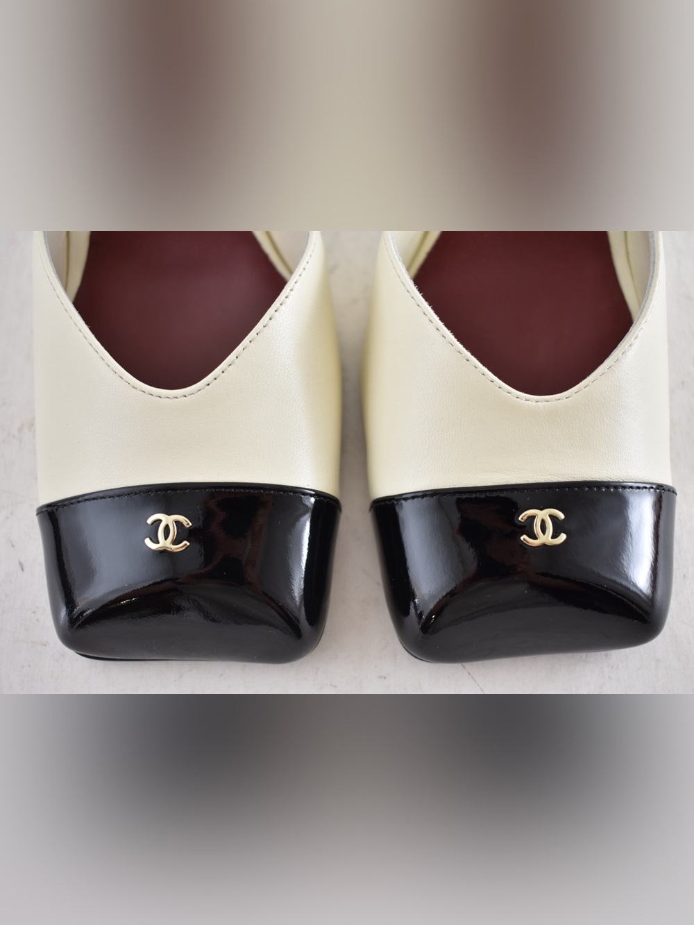 Chanel 26S Blazy Ivory Black Square Toe Sling CC Slingback Block Heel Pump 40.5 - Picture 10 of 16